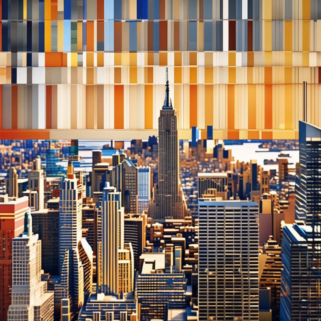 Manhattan - obrázek generovaný AI ve stylu malíře Pieta Mondriana